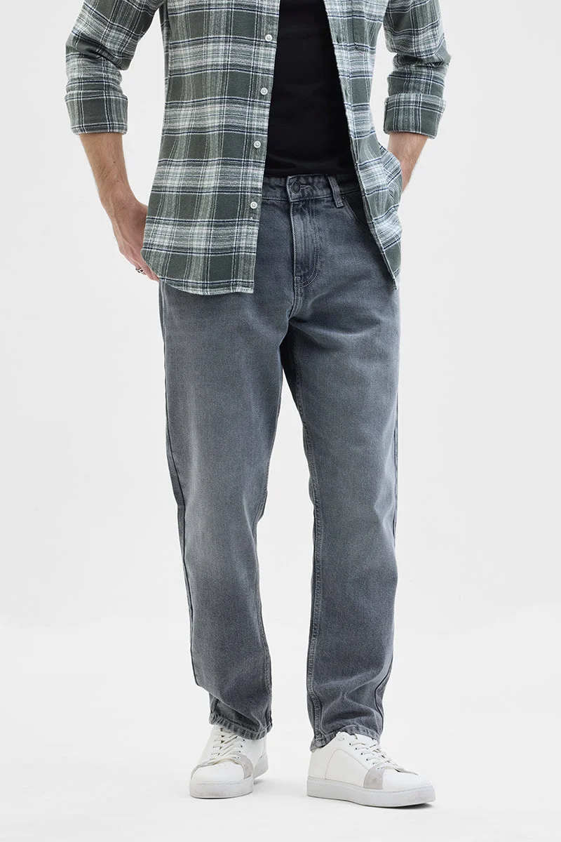 SNITCH Grey Baggy Fit Jeans